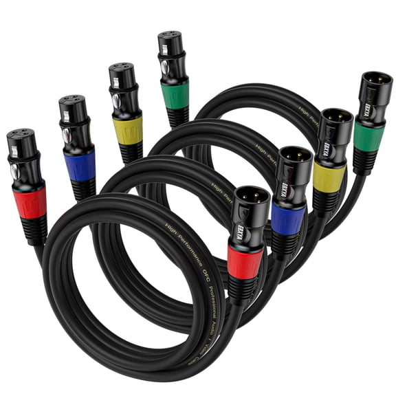 4 Pack 3FT XLR Cables Male to Female, Balanced Shielded Microphone Cable for Mic Speaker Mixer