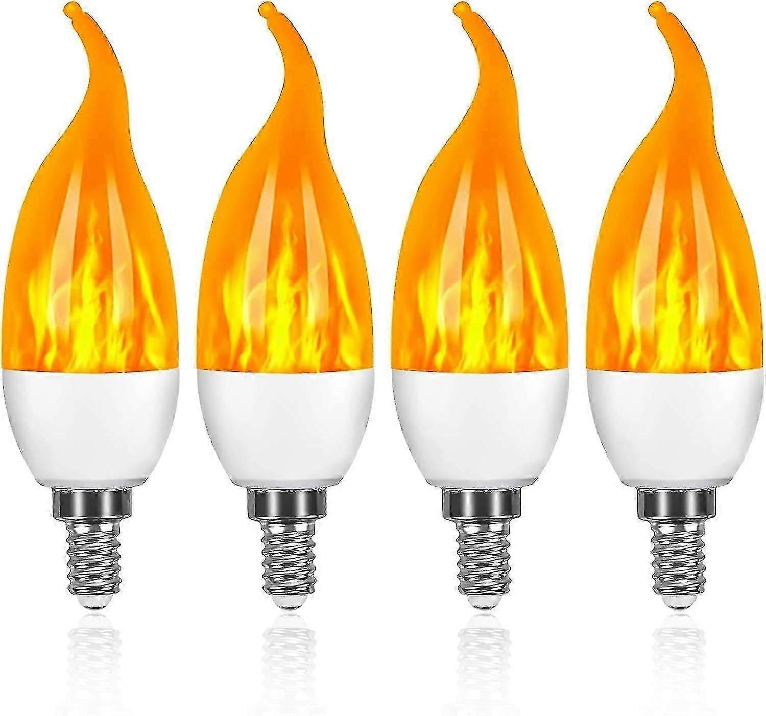 4 Pack 3W E14 LED Light Bulb Flame Effect Light Bulb with 3 Lighting Modes Decorative Light Bulb