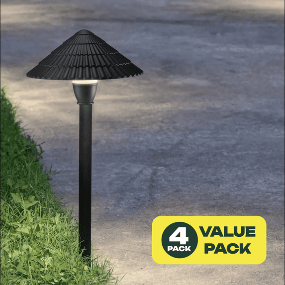 4 Pack Low Voltage Landscape Lighting, AC/DC 12-24V, Waterproof Aluminum, Outdoor LED Pathway Lights, Cool White