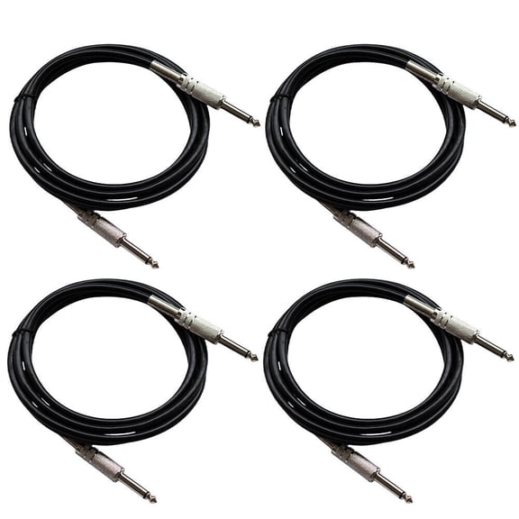 4 Pack 3ft 1/4" Instrument Guitar Bass Amp Keyboard Audio Cable Cord Wire New