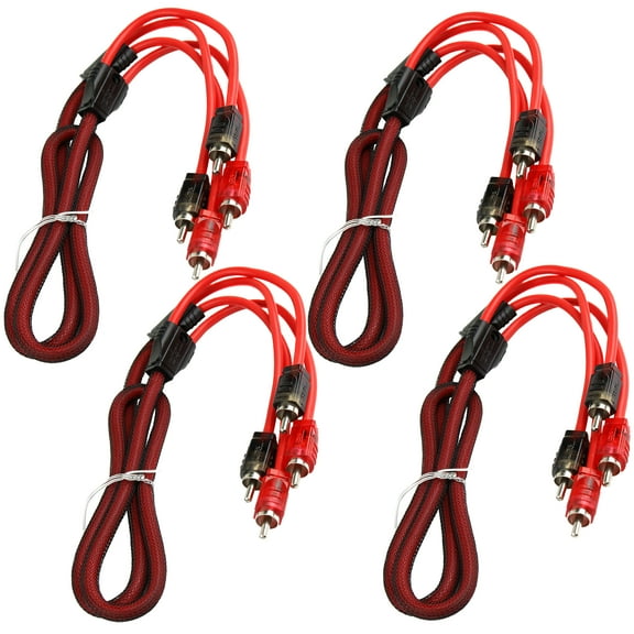 4 Pack 3ft RCA Cable OFC Interconnect DS18 R3 Competition Rated Performance Red