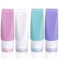 thumbnail image 1 of 4-Pack 3oz Travel Bottles Leak-Proof BPA-Free Silicone with Clear Toiletry Bag, 1 of 1