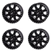 4 Pack 4/110 Tusk Cascade Wheel 12x7 5.0 + 2.0 Matte Black for Suzuki King Quad 750Axi Power Steering Se Plus 2022-2023