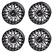 4 Pack 4/110 Tusk Teton Beadlock Wheel 14x7 5.0 + 2.0 Machined/Black for Suzuki King Quad 400Fs 4x4 2008-2021