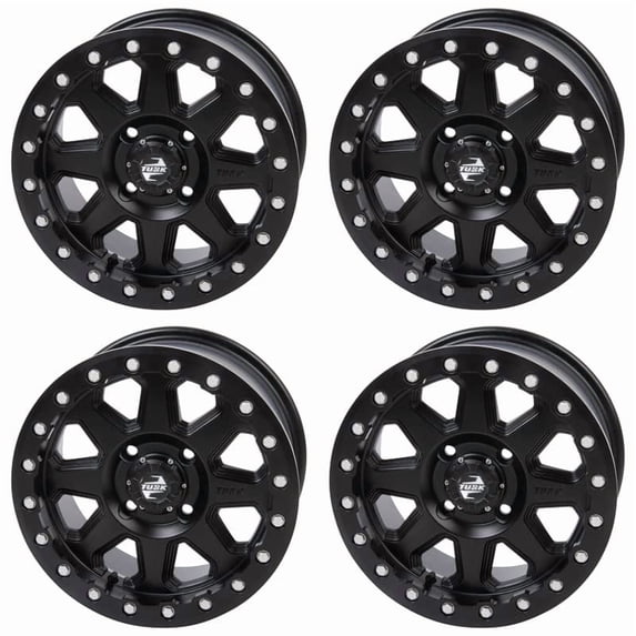(4 Pack) 4/110 Tusk Uinta Beadlock Wheel 14x7 5.0 + 2.0 Matte Black for Yamaha Kodiak 450 4x4 Eps Se 2022-2023