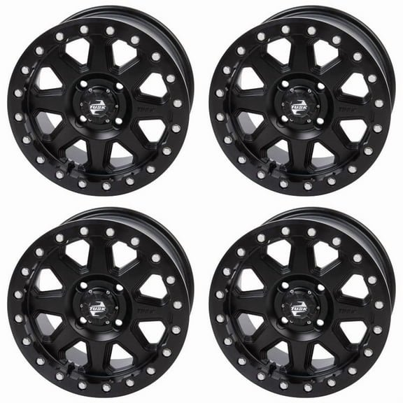 (4 Pack) 4/110 Tusk Uinta Beadlock Wheel 14x7 5.0 + 2.0 Matte Black for Yamaha Viking Eps Ranch Edition 2022-2023
