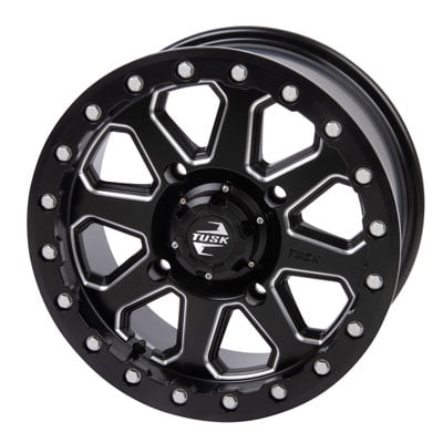 (4 Pack) 4/110 Tusk Uinta Beadlock Wheel 14x7 5.0 + 2.0 Milled/Black for Yamaha Bruin 350 2X4 2004-2006