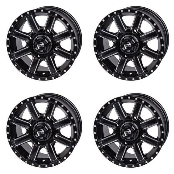(4 Pack) 4/137 Tusk Cascade Wheel 14x7 4.0 + 3.0 Machined/Black for Can-Am Maverick Max 1000 X Rs Dps 2014-2015
