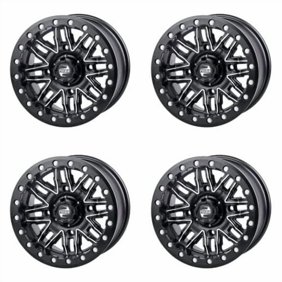 (4 Pack) 4/137 Tusk Nebo Beadlock Wheel 14x7 4.0 + 3.0 Machined/Black for Can-Am Maverick 1000 x Rs Dps 2014-2016