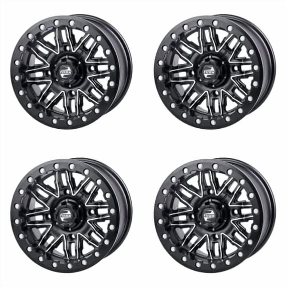(4 Pack) 4/137 Tusk Nebo Beadlock Wheel 14x7 4.0 + 3.0 Machined/Black for Can-Am Outlander 500 Efi 2009-2015