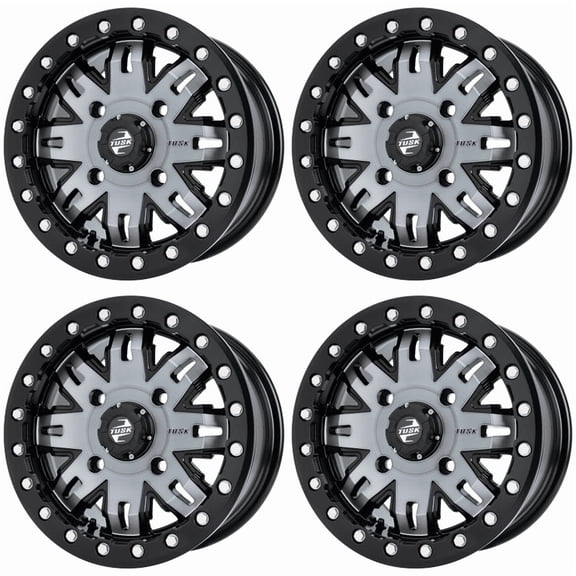 (4 pack) 4/137 Tusk Teton Beadlock Wheel 14x7 6.0 + 1.0 Gun Metal/Black for Can-Am Defender Hd10 Max Lone Star Cab 2022
