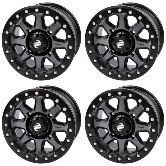 (4 Pack) 4/137 Tusk Uinta Beadlock Wheel 14x7 4.0 + 3.0 Gunmetal/Black For CAN-AM Commander 1000 XT 2011-2022