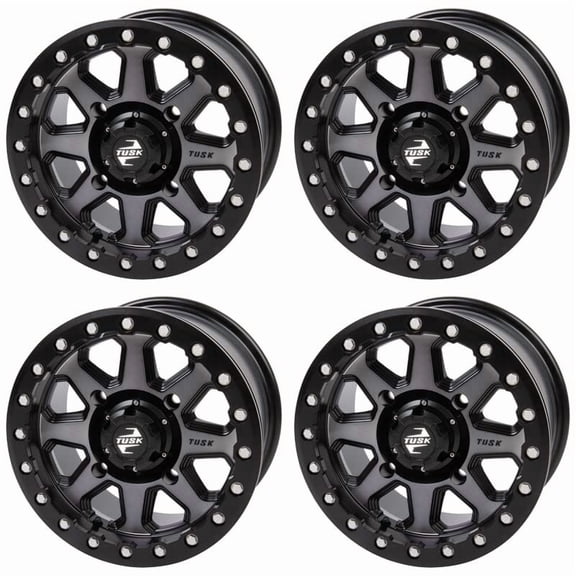 (4 Pack) 4/137 Tusk 201-207-00275Bde-C0De13-4X Uinta Beadlock Wheel 15x7 4.0 + 3.0 Gunmetal/Black for Textron Havoc X 2018-2019