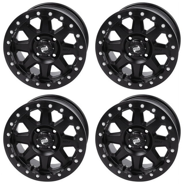 (4 Pack) 4/137 Tusk Uinta Beadlock Wheel 15X7 4.0 + 3.0 Matte Black For Can-Am Commander 700 Xt 2022-2023