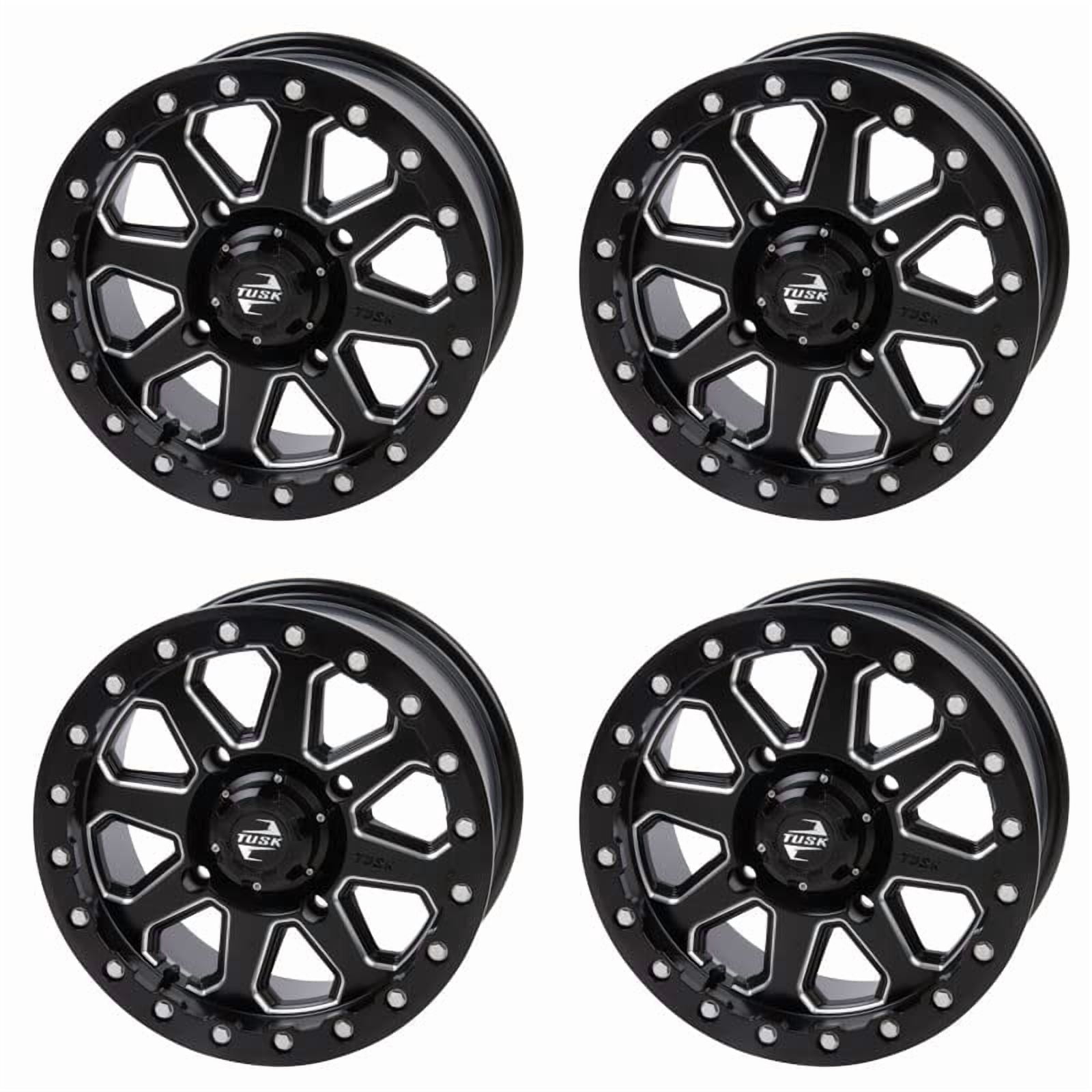 (4 Pack) 4/137 Tusk Uinta Beadlock Wheel 15x7 4.0 + 3.0 Milled/Black For Honda Talon 1000X-4 2020-2024