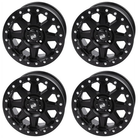 (4 Pack) 4/137 Tusk Uinta Beadlock Wheel 15x7 5.0 + 2.0 Matte Black For CAN-AM Commander 1000 DPS 2014-2022