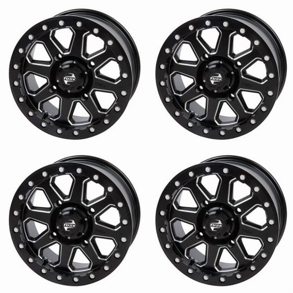 (4 Pack) 4/137 Tusk 201-207-0029db2e-246145-4X Uinta Beadlock Wheel 15x7 4.0 + 3.0 Milled/Black For Can-Am Defender HD7 Max 2022-2024