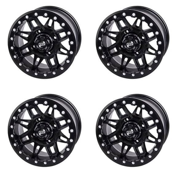(4 Pack) 4/137 Tusk Wasatch Beadlock Wheel 15x7 5.0 + 2.0 Matte Black for Can-Am Maverick Trail 800 Dps 2018-2021