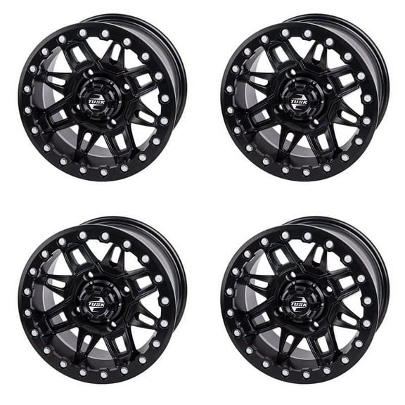 (4 Pack) 4/137 Tusk Wasatch Beadlock Wheel 15x7 5.0 + 2.0 Matte Black for Can-Am Maverick x3 x Rc Turbo R 72 Inch 2018-2019