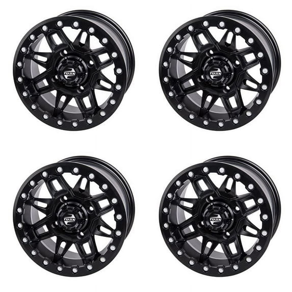 (4 Pack) 4/137 Tusk Wasatch Beadlock Wheel 15x7 5.0 + 2.0 Matte Black for Can-Am Outlander 800R Efi X Mr 2011-2012,2015
