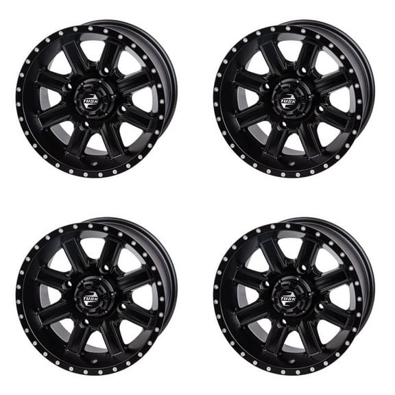 (4 Pack) 4/156 Tusk Cascade Wheel 14x7 4.0 + 3.0 Matte Black For Polaris RZR S 900 2015-2020
