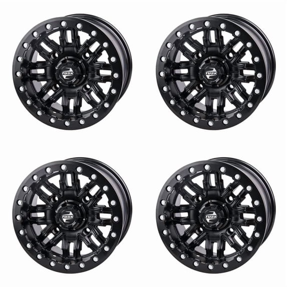 (4 Pack) 4/156 Tusk Nebo Beadlock Wheel 14x7 4.0 + 3.0 Matte Black for Polaris Rzr S4 1000 2019-2020