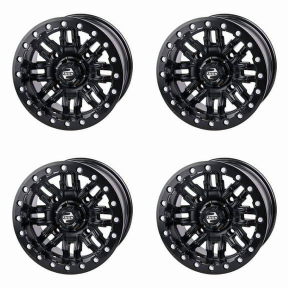 (4 Pack) 4/156 Tusk Nebo Beadlock Wheel 14x7 4.0 + 3.0 Matte Black For POLARIS RZR XP Turbo Limited Edition 2019