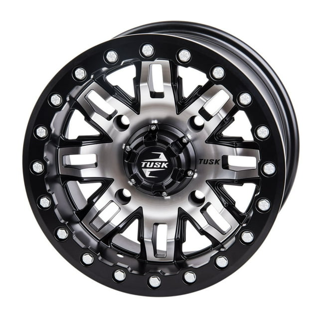 (4 Pack) 4/156 Tusk Teton Beadlock Wheel 14x7 4.0 + 3.0 Machined/Black For POLARIS RZR XP 900 2011-2014