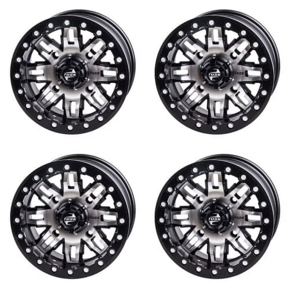 (4 Pack) 4/156 Tusk Teton Beadlock Wheel 15x7 5.0 + 2.0 Machined/Black for Polaris RZR Xp 1000 Trails and Rocks Edition 2018-2022