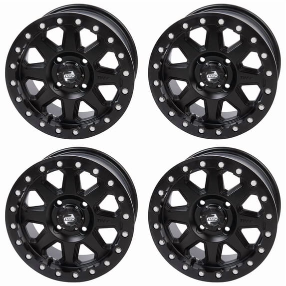 (4 Pack) 4/156 Tusk Uinta Beadlock Wheel 14x7 4.0 + 3.0 Matte Black for Polaris Rzr Xp 900 Jagged X Eps 2013