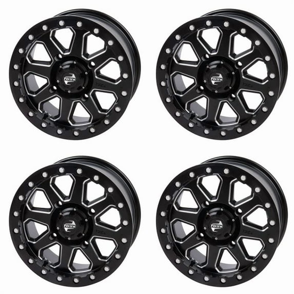 (4 pack) 4/156 Tusk Uinta Beadlock Wheel 14x7 4.0 + 3.0 Milled/Black for Polaris Rzr 800 Eps 2011-2014