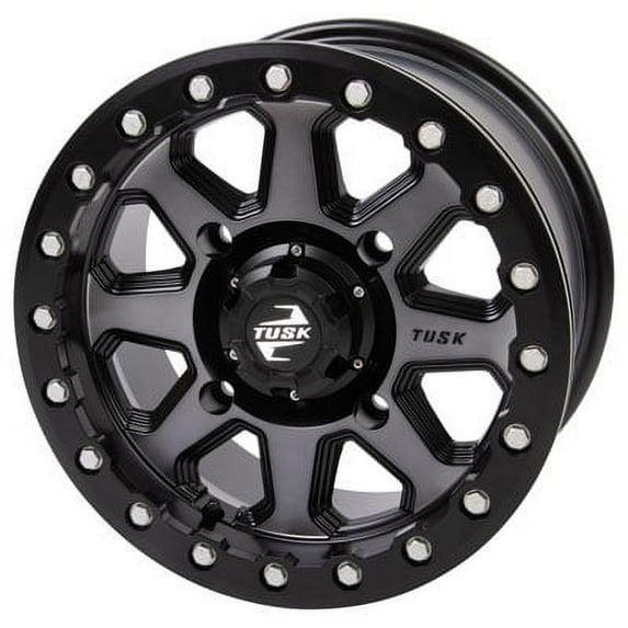 (4 pack) 4/156 Tusk Uinta Beadlock Wheel 14x7 5.0 + 2.0 Gunmetal/Black for Polaris Ranger 570 Efi Full Size 2014-2023