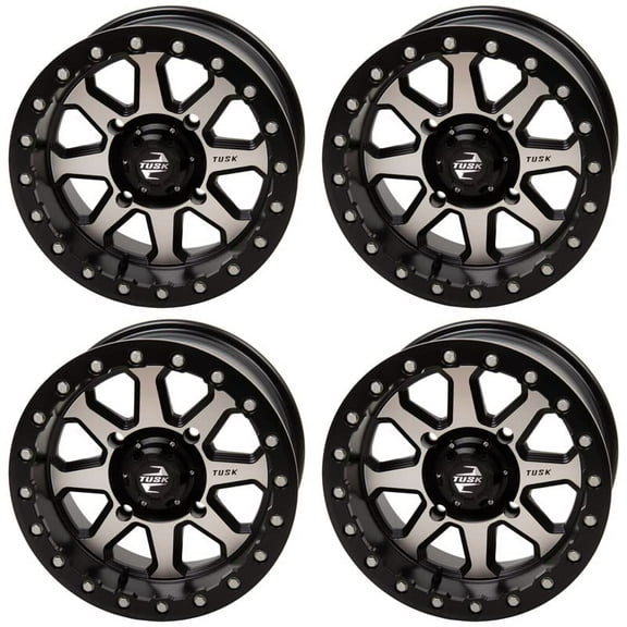(4 Pack) 4/156 Tusk Uinta Beadlock Wheel 15X7 4.0 + 3.0 Machined/black For Polaris General Xp 1000 Le Troy Lee 2022