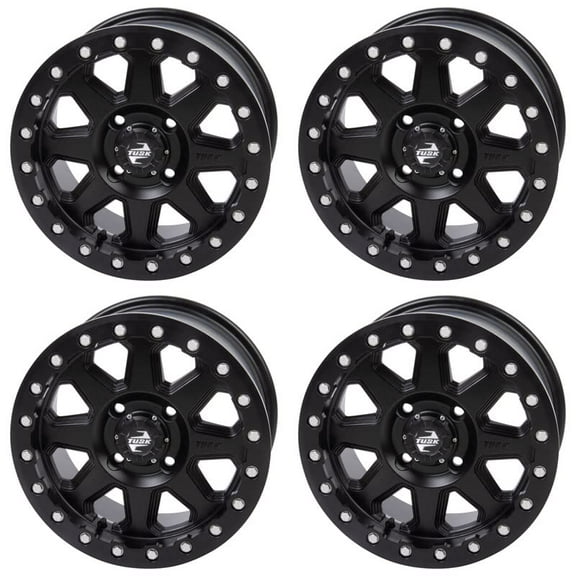 (4 Pack) 4/156 Tusk Uinta Beadlock Wheel 15X7 4.0 + 3.0 Matte Black For Arctic Cat Wildcat Xx Ltd 2022