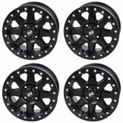 4 pack 4/156 Tusk Uinta Beadlock Wheel 15x7 4.0 + 3.0 Matte Black for Polaris Rzr Xp Turbo S Velocity 2019-2021
