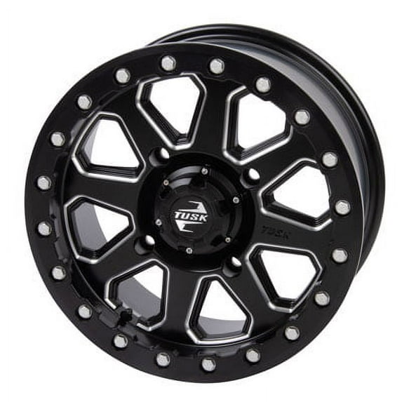 (4 pack) 4/156 Tusk Uinta Beadlock Wheel 15x7 4.0 + 3.0 Milled/Black for Polaris Sportsman 570 Trail 2022-2025