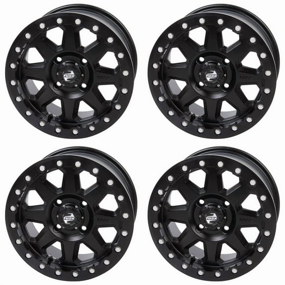 (4 Pack) 4/156 Tusk Uinta Beadlock Wheel 15x7 6.0 + 1.0 Matte Black for Polaris Rzr Xp 4 Turbo Fox Edition 2018