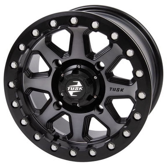 (4 pack) 4/156 Tusk Uinta Beadlock Wheel 15x7 5.0 + 2.0 Gunmetal/Black for Yamaha Wolverine Rmax 2 1000 R-Spec 2022-2024