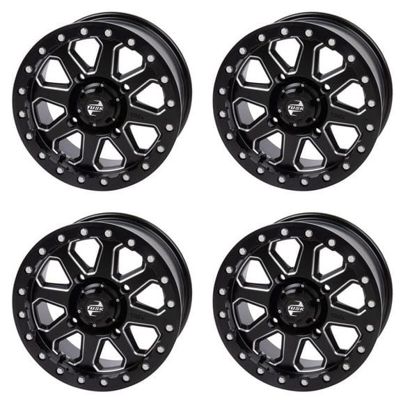 (4 Pack) 4/156 - Tusk Uinta Beadlock Wheel 15x7 5.0 + 2.0 Milled/Black For POLARIS GENERAL XP 1000 LE Troy Lee 2022