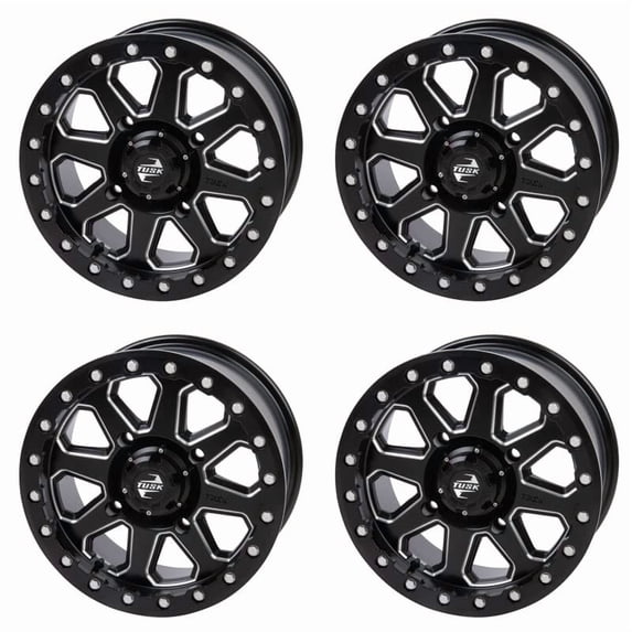 (4 pack) 4/156 - Tusk Uinta Beadlock Wheel 15X7 5.0 + 2.0 Milled/Black for Polaris General Xp 1000 Trailhead Edition 2022