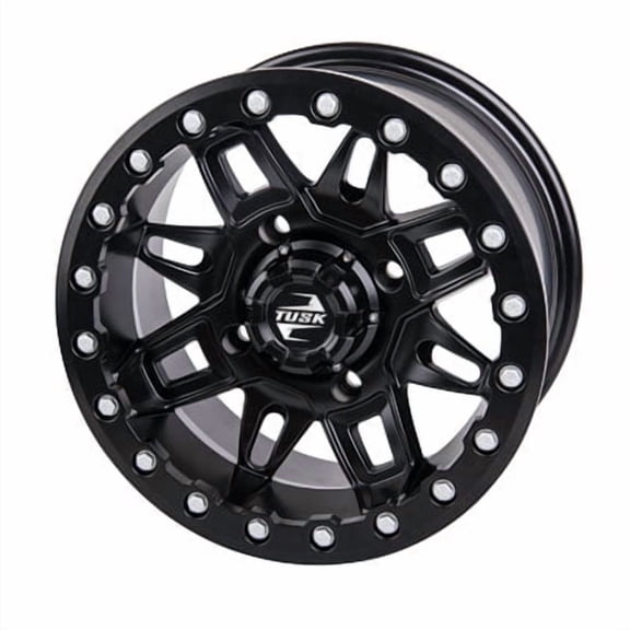 (4 Pack) 4/156 Tusk Wasatch Beadlock Wheel 15x7 5.0 + 2.0 Matte Black for Kawasaki Mule Pro-Dxt Diesel 2016-2022
