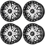 4 Pack 4/156_XP1000 Tusk Teton Beadlock Wheel 14x7 6.0 + 1.0 Machined/Black For Polaris RZR Pro XP Ultimate 2020-2025