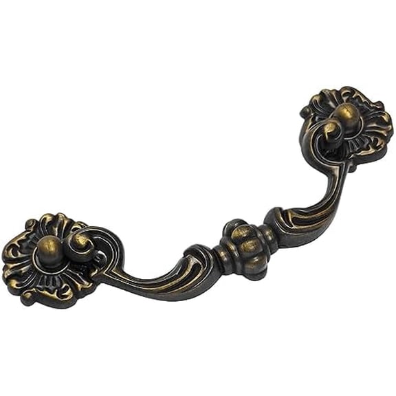4-Pack 4.5" C-C Bail Drawer Pull Drop Dresser Pull Antique Brass Swing Drawer Handle Vintage Style 4 1/2" 115 mm Centers (4,Antique Brass)