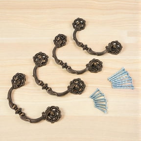 4-Pack 4.5" C-C Antique Brass Drawer Pulls Vintage Style Cabinet Handles 4.5" Hole to Hole Zinc Alloy Hardware