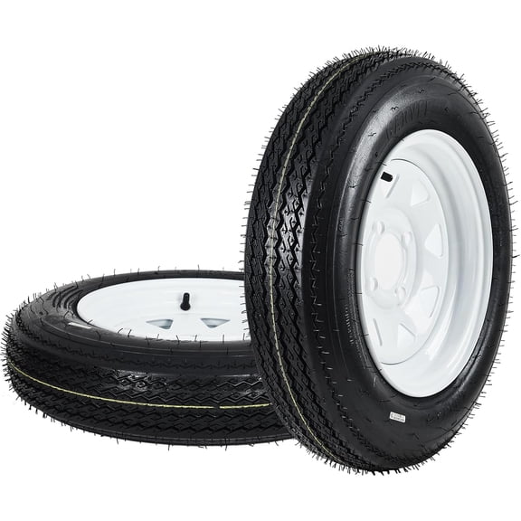 4 Pack 4.80-12 Trailer Tire and Wheel Assembly 6PR Load Range C 4 Lug for Boat and Utility Trailer