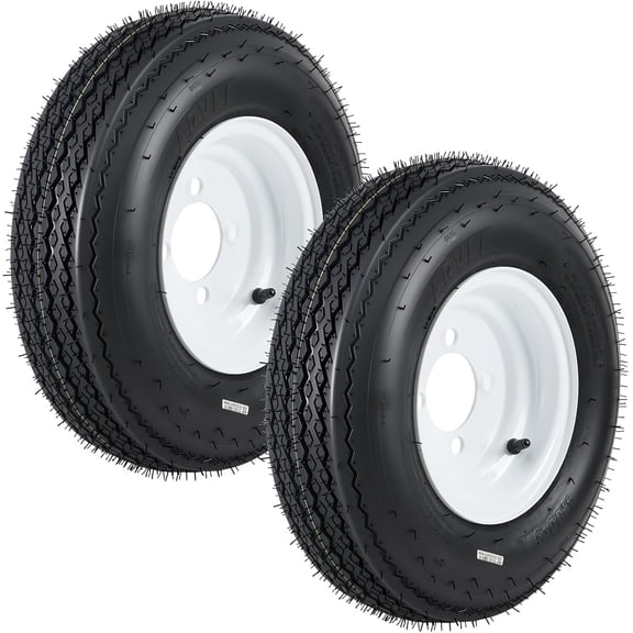 4 Pack 4.80x8 Trailer Tire with 8 In White Rim 6PR Load Range C 4 Lug Utility Boat Camper