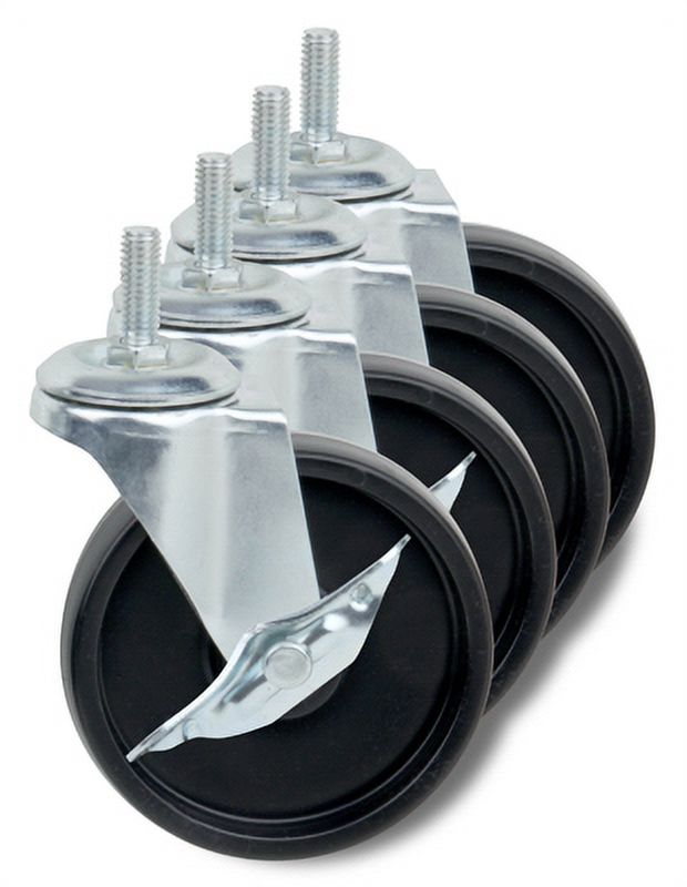 4 Pack 4" Black/Chrome Casters Large Solid Composite Urban Shelvin, Each - image 1 of 1