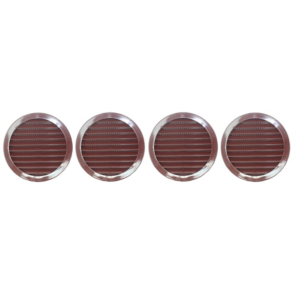 (4 Pack) 4" Brown Round Plastic Louver Soffit Air Vent