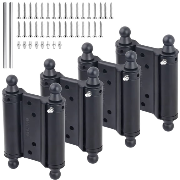 4 Pack 4" Double Action Spring Hinges, Self Closing Door Hinges for Saloon Cafe Pub Swinging Doors, Including Pins and Screws