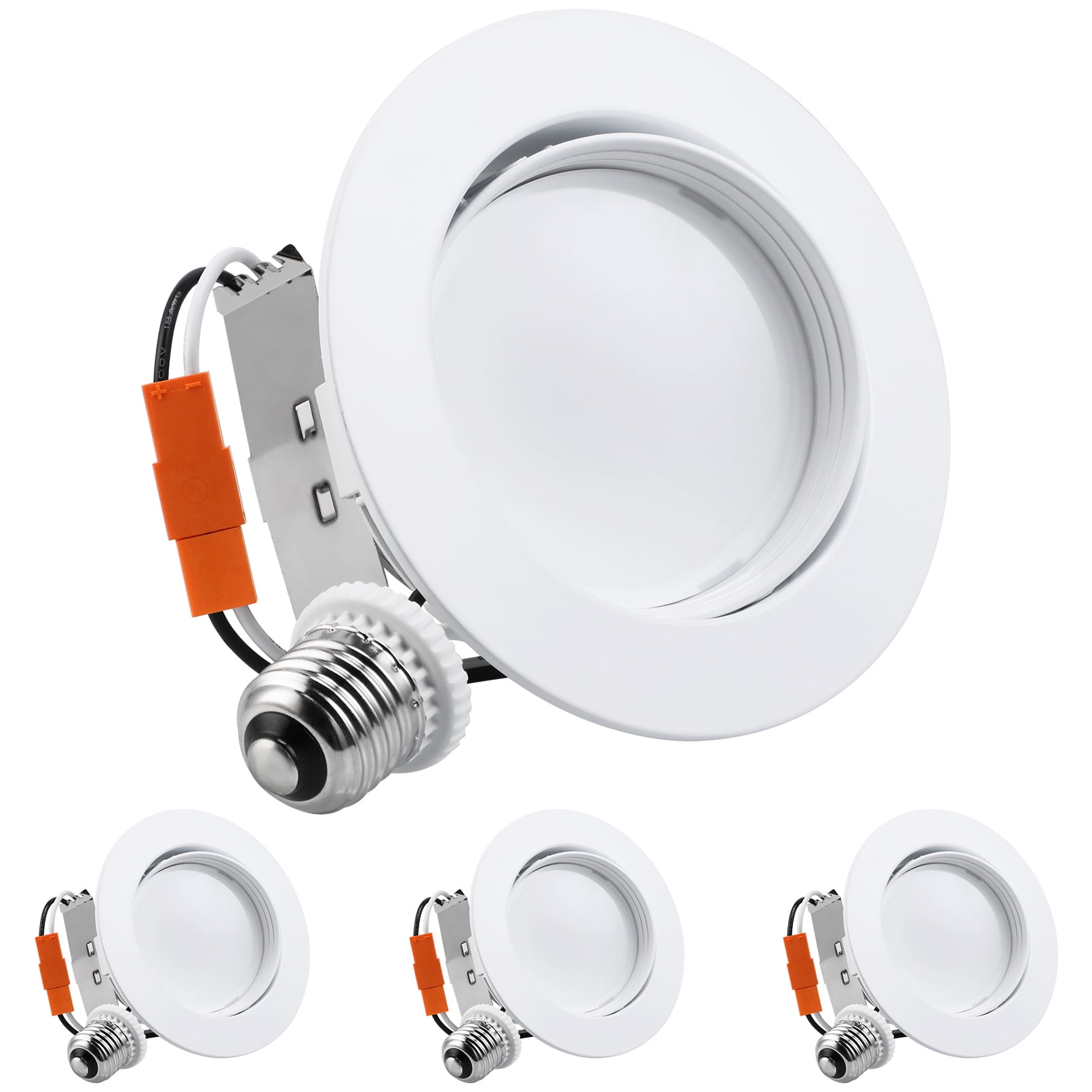 4 Pack 4" 10W Remodel Gimbal LED Recessed Downlight Dimmable, 3000K Warm White, Adjustable Retrofit Ceiling Light